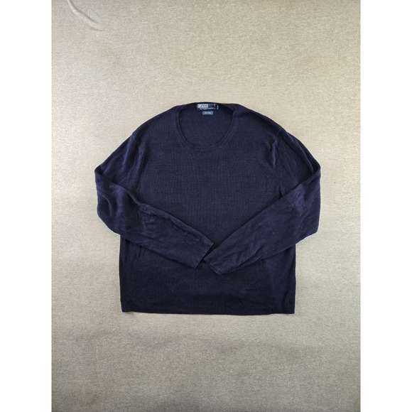 Vintage Polo Ralph Lauren Sweater Mens XL Navy 100% Linen Pullover 90's Preppy - Picture 1 of 7